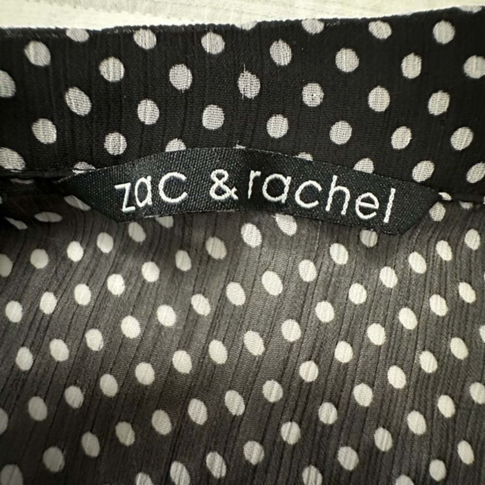 Zac & Rachel‎ Polka Dot Lace Trim Sleeveless Blouse Black Women Small - Picture 4 of 5